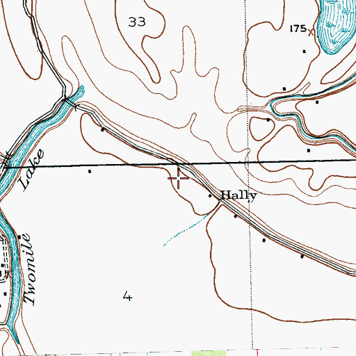 Topographic Map of Hally, MS