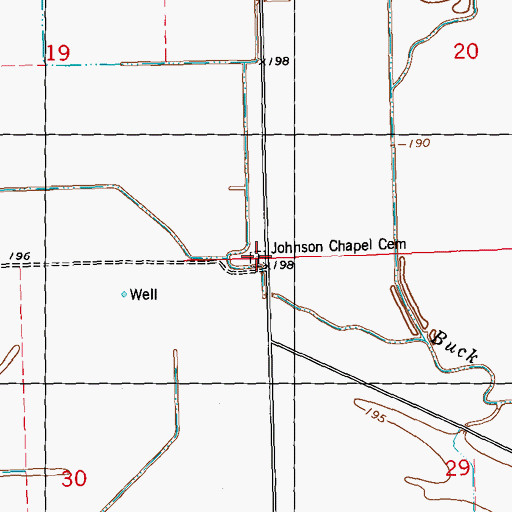 Topographic Map of Johnson Chapel Cemetery, MS