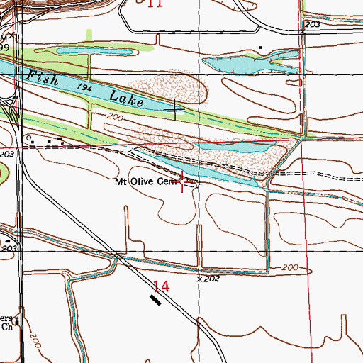 Topographic Map of Mount Olive Cemetery, MS