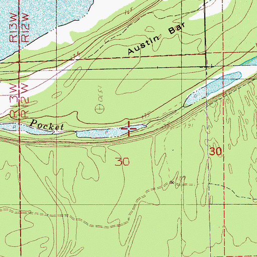 Topographic Map of O K Pocket, MS