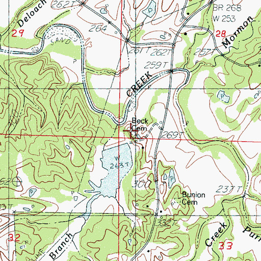 Topographic Map of Beck Cemetery, MS