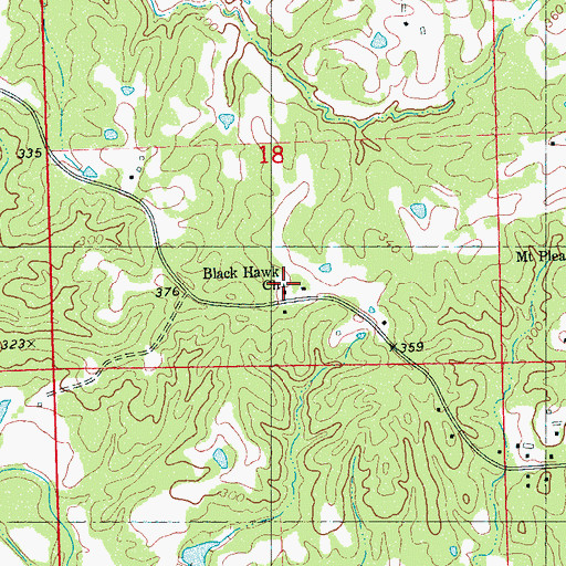 Topographic Map of Black Hawk Church, MS