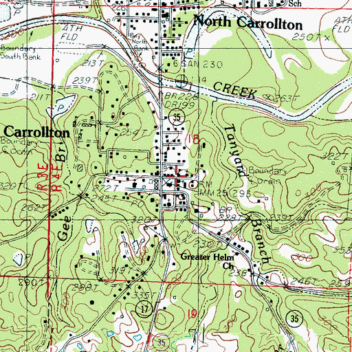 Topographic Map of Carrollton Presbyterian Church, MS