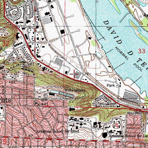 Topographic Map of Razorback Square Shopping Center, AR