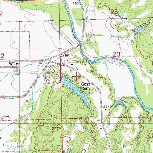 Topographic Map of Goss Cemetery, MS