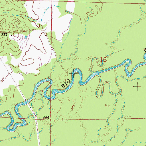 Topographic Map of Kaglers Bridge (historical), MS