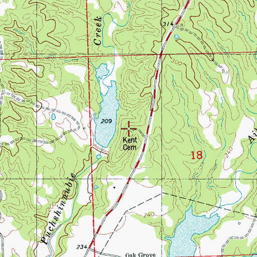 Topographic Map of Kent Cemetery, MS