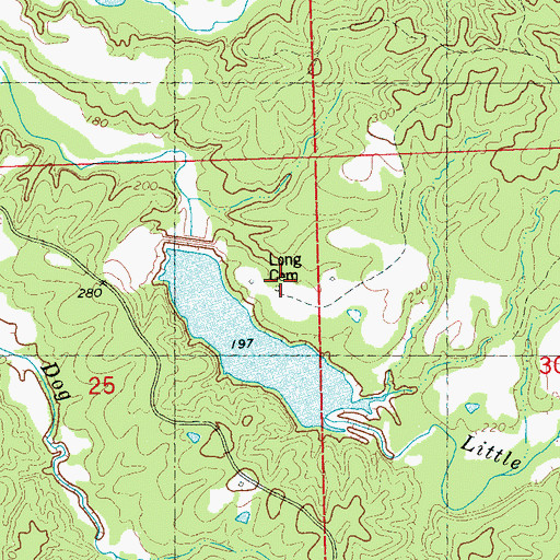 Topographic Map of Long Cemetery, MS