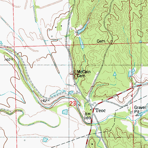 Topographic Map of McCain Cemetery, MS