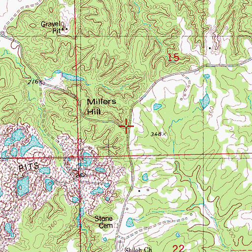 Topographic Map of Millers Hill, MS