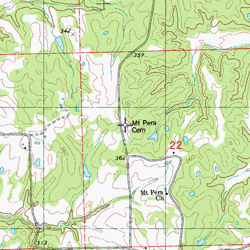 Topographic Map of Mount Pera Cemetery, MS