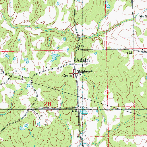 Topographic Map of Oklahoma Church, MS