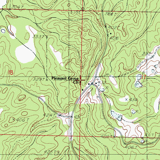 Topographic Map of Pleasant Grove Church, MS