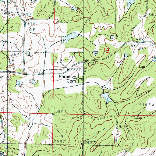Topographic Map of Primitive Cemetery, MS