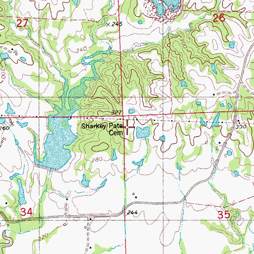 Topographic Map of Sharkey Pate Cemetery, MS