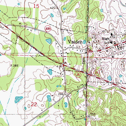 Topographic Map of Shongalo (historical), MS