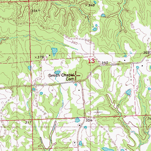 Topographic Map of Smiths Chapel Cemetery, MS