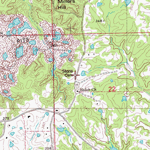 Topographic Map of Stone Cemetery, MS