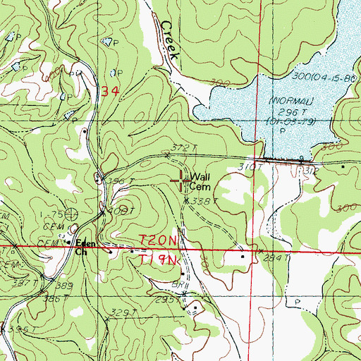 Topographic Map of Wall Cemetery, MS
