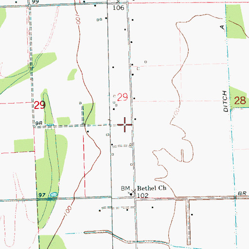 Topographic Map of Bentley Church (historical), MS