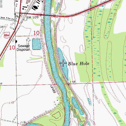Topographic Map of Blue Hole, MS