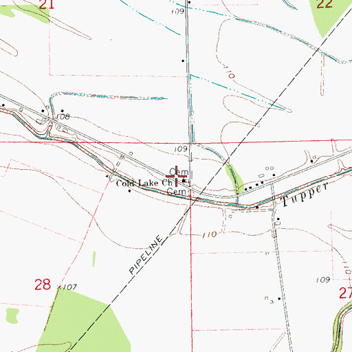 Topographic Map of Cold Lake School (historical), MS