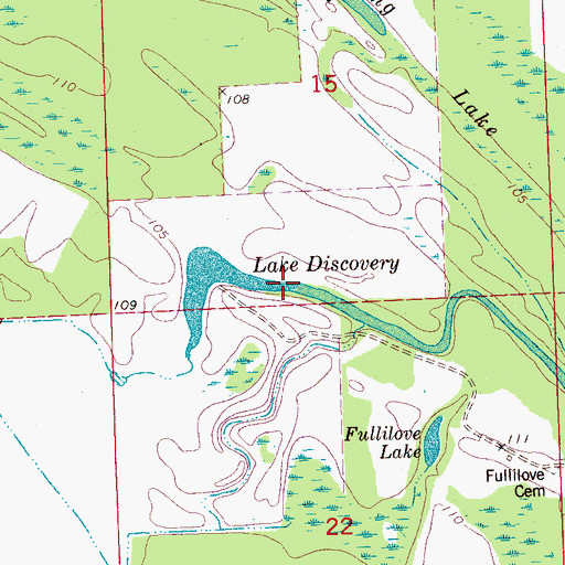 Topographic Map of Lake Discovery, MS