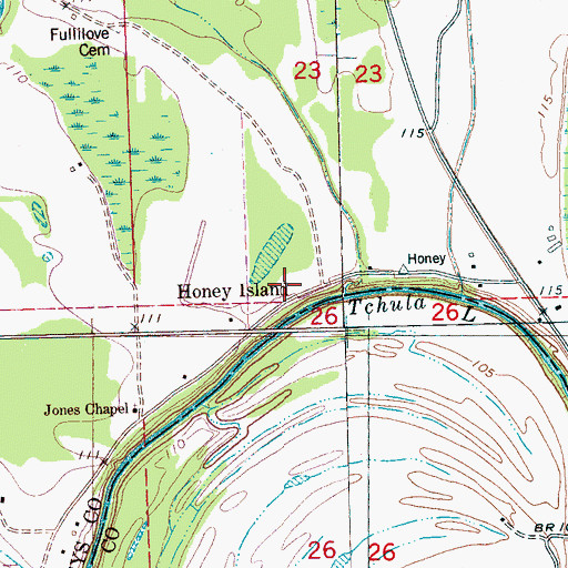 Topographic Map of Honey Island, MS