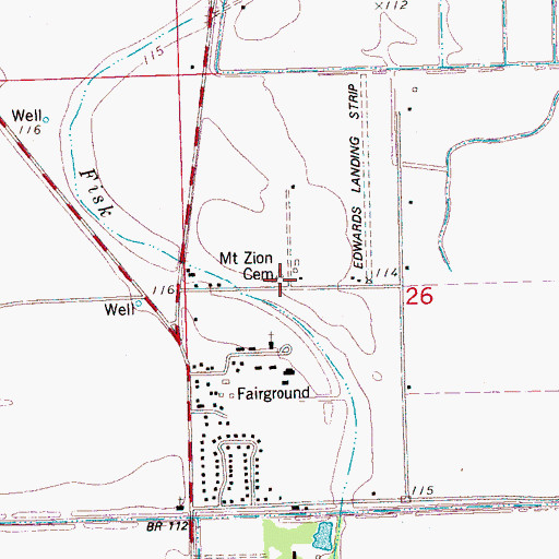 Topographic Map of Mount Zion Cemetery, MS