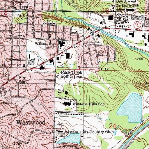 Topographic Map of Rock Creek Golf Course, AR