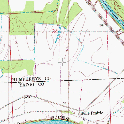 Topographic Map of Pilgrims Rest Church (historical), MS