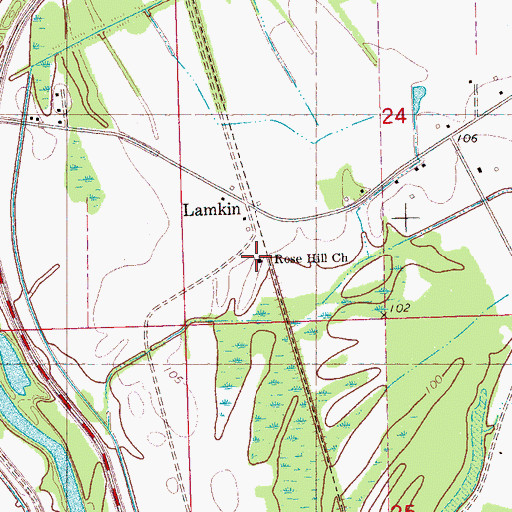 Topographic Map of Rose Hill Church, MS