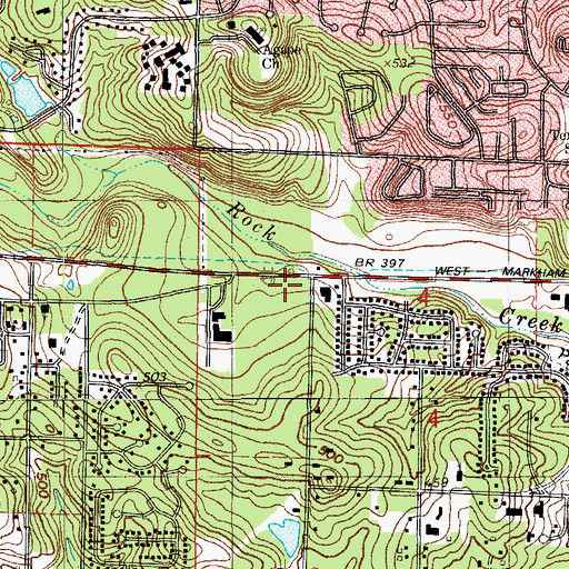 Topographic Map of Rock Creek Square Plaza Shopping Center, AR