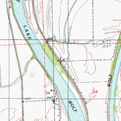 Topographic Map of Wilzone, MS