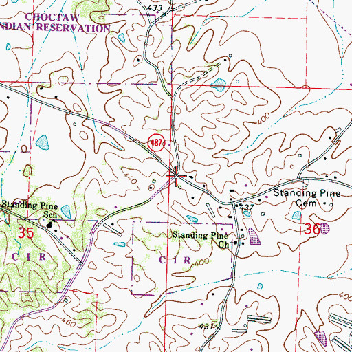 Topographic Map of Bennetts Store (historical), MS