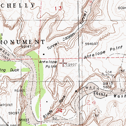Topographic Map of Antelope Point, AZ