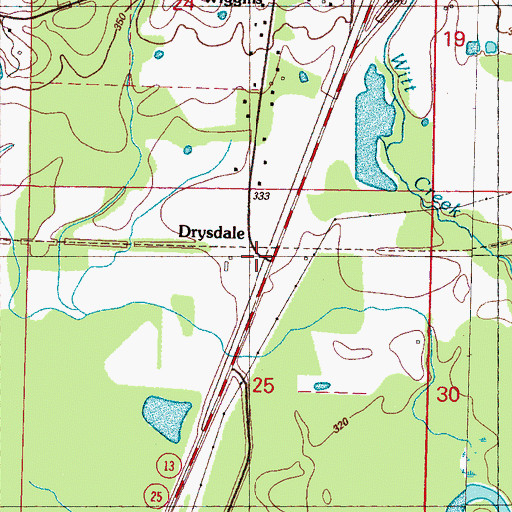Topographic Map of Drysdale, MS