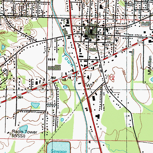 Topographic Map of McFaddens Ferry (historical), MS