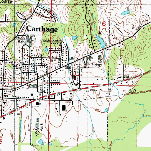 Topographic Map of Trinity Baptist Church, MS