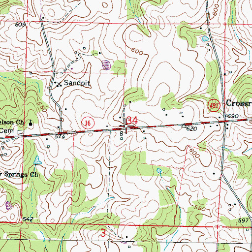 Topographic Map of Cooks Store (historical), MS