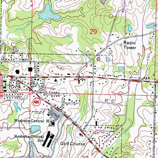 Topographic Map of East Philadelphia Baptist Church, MS