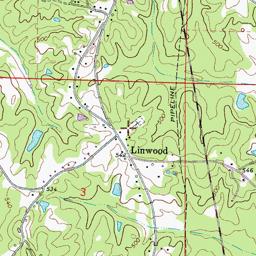 Topographic Map of Linwood Baptist Church, MS