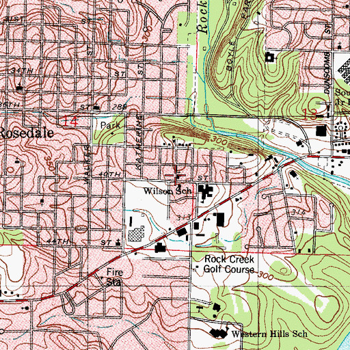 Topographic Map of Rosedale Baptist Church, AR