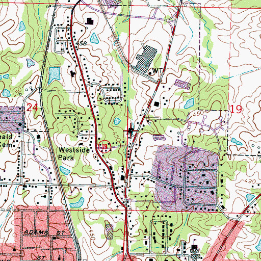 Topographic Map of North Calvary Baptist Church, MS
