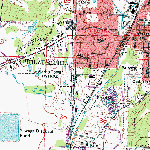 Topographic Map of Philadelphia Church of God, MS