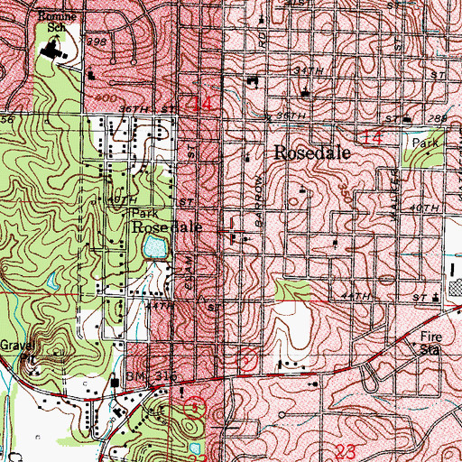 Topographic Map of Rosedale Church of God in Christ, AR
