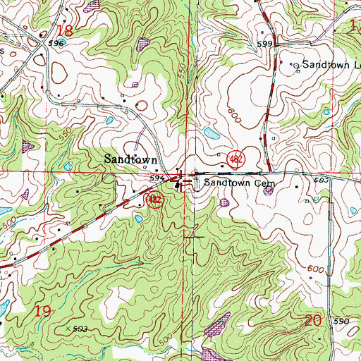 Topographic Map of Sandtown United Methodist Church, MS
