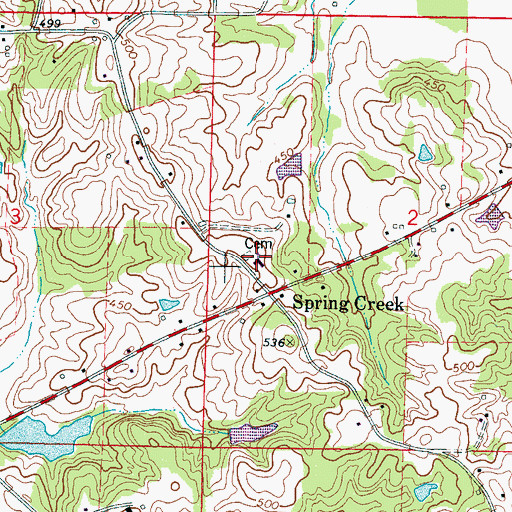 Topographic Map of Spring Creek Baptist Church, MS
