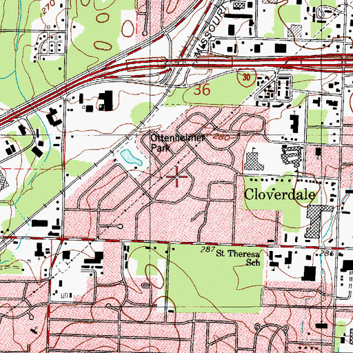 Topographic Map of Rusty Pines, AR