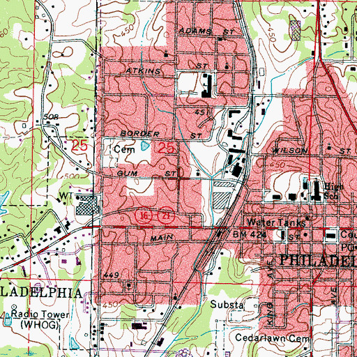 Topographic Map of Stevens Chapel United Methodist Church, MS